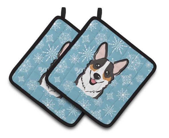 Picture of Carolines Treasures BB1689PTHD Snowflake Tricolor Corgi Pair of Pot Holders, 7.5 x 3 x 7.5 in.