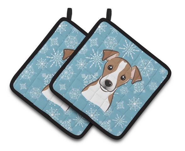 Picture of Carolines Treasures BB1694PTHD Snowflake Jack Russell Terrier Pair of Pot Holders, 7.5 x 3 x 7.5 in.