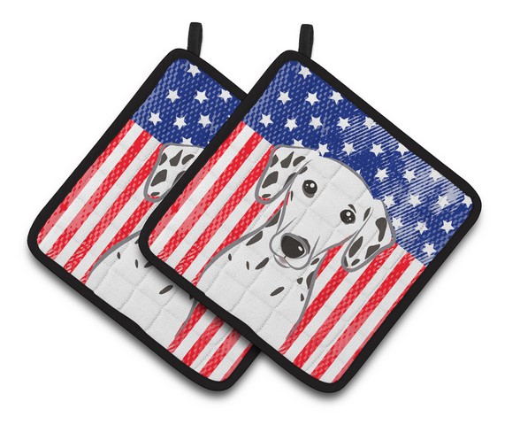 Picture of Carolines Treasures BB2140PTHD American Flag & Dalmatian Pair of Pot Holders, 7.5 x 3 x 7.5 in.
