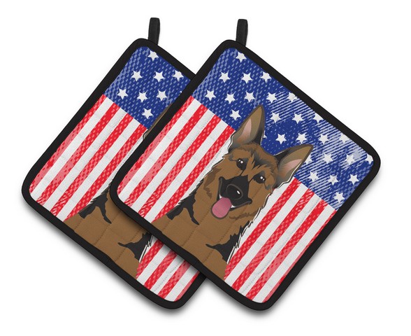 Picture of Carolines Treasures BB2141PTHD American Flag & German Shepherd Pair of Pot Holders, 7.5 x 3 x 7.5 in.