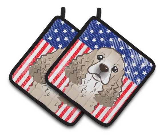 Picture of Carolines Treasures BB2146PTHD American Flag & Cocker Spaniel Pair of Pot Holders, 7.5 x 3 x 7.5 in.