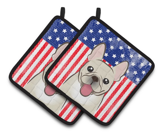 Picture of Carolines Treasures BB2168PTHD American Flag & French Bulldog Pair of Pot Holders, 7.5 x 3 x 7.5 in.