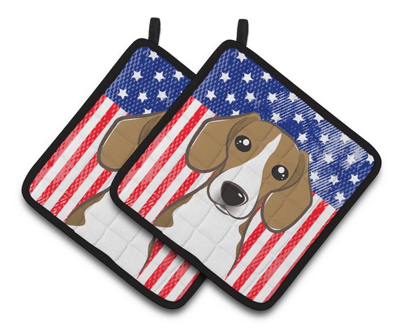 Picture of Carolines Treasures BB2169PTHD American Flag & Beagle Pair of Pot Holders, 7.5 x 3 x 7.5 in.