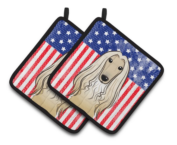 Picture of Carolines Treasures BB2174PTHD American Flag & Afghan Hound Pair of Pot Holders, 7.5 x 3 x 7.5 in.