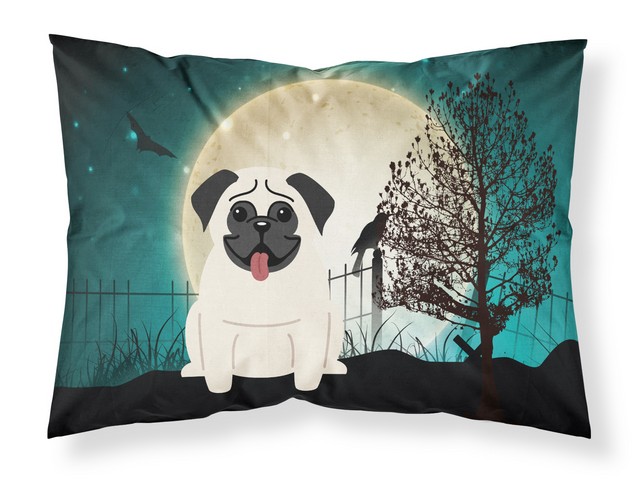 BB2194PILLOWCASE Halloween Scary Pug Cream Fabric Standard Pillowcase, 20.5 x 0.25 x 30 in.
