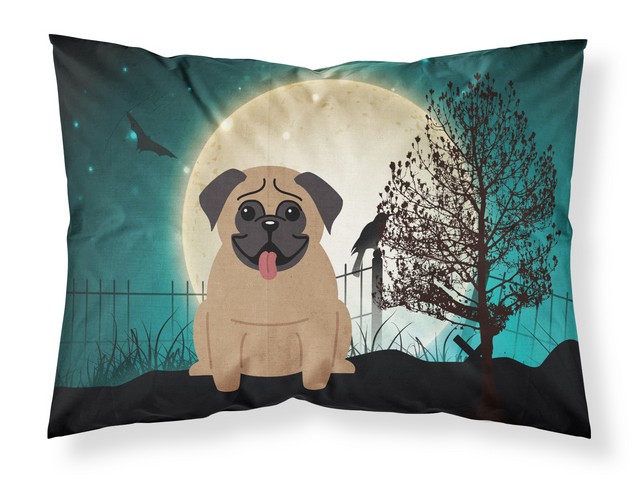 Halloween Scary Pug Brown Fabric Standard Pillowcase