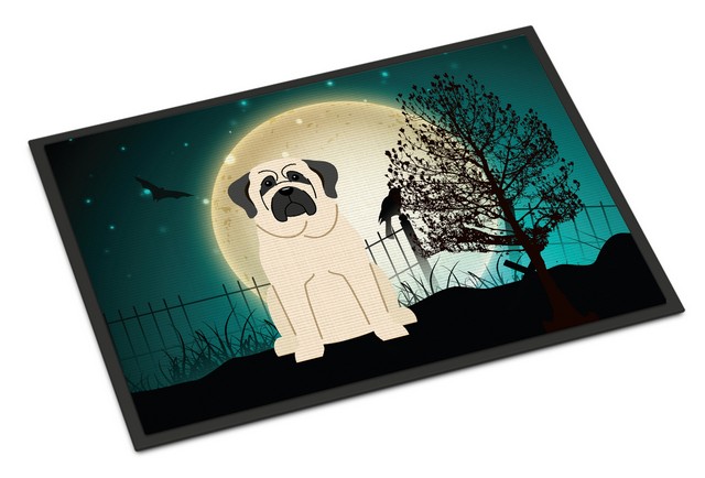 Halloween Scary Mastiff White Indoor or Outdoor Mat