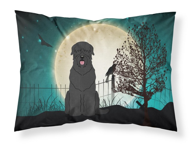 BB2216PILLOWCASE Halloween Scary Black Russian Terrier Fabric Standard Pillowcase, 20.5 x 0.25 x 30 in.