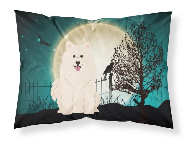Halloween Scary Samoyed Fabric Standard Pillowcase