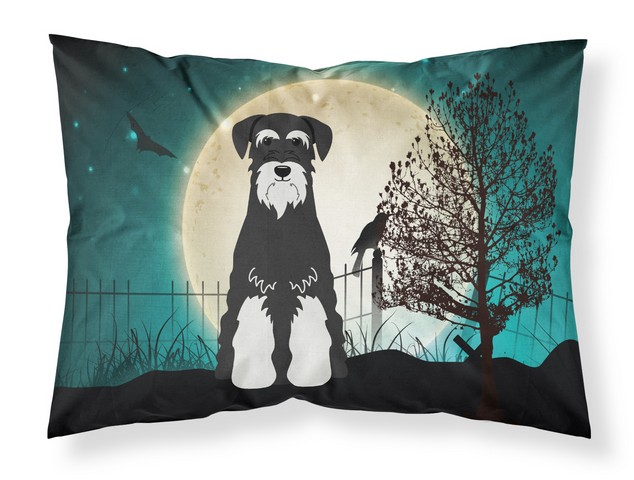 BB2223PILLOWCASE Halloween Scary Standard Schnauzer Salt & Pepper Fabric Standard Pillowcase, 20.5 x 0.25 x 30 in.