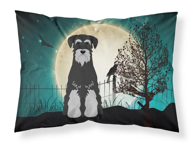 Halloween Scary Standard Schnauzer Black Grey Fabric Standard Pillowcase