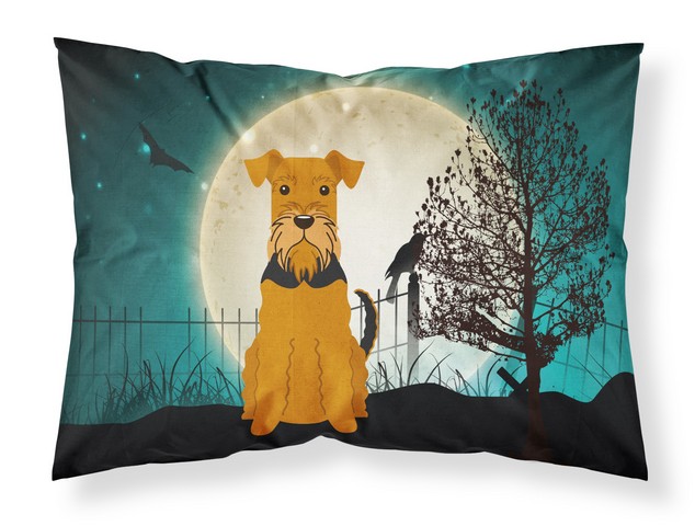 BB2231PILLOWCASE Halloween Scary Airedale Fabric Standard Pillowcase, 20.5 x 0.25 x 30 in.
