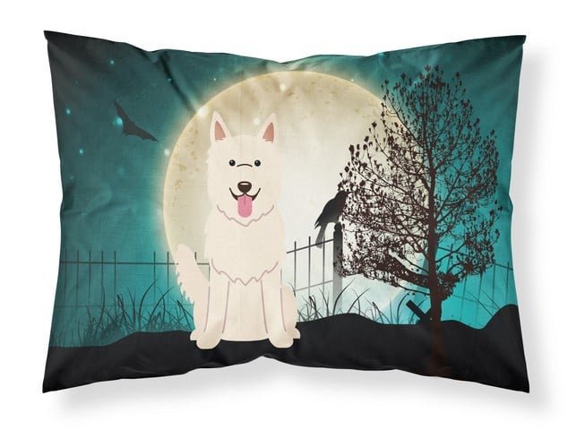 BB2235PILLOWCASE Halloween Scary White German Shepherd Fabric Standard Pillowcase, 20.5 x 0.25 x 30 in.