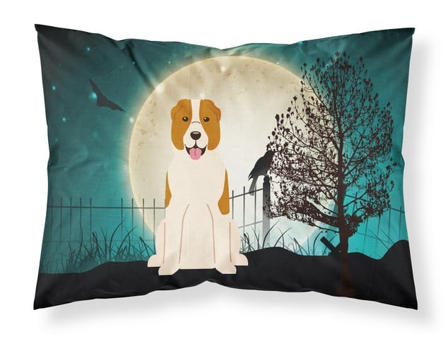 BB2239PILLOWCASE Halloween Scary Central Asian Shepherd Dog Fabric Standard Pillowcase, 20.5 x 0.25 x 30 in.
