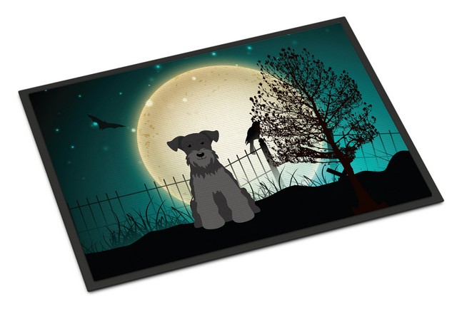 Picture of Carolines Treasures BB2241MAT Halloween Scary Miniature Schanuzer Black Indoor or Outdoor Mat, 18 x 0.25 x 27 in.