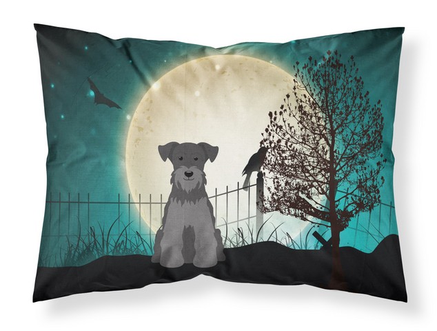 BB2241PILLOWCASE Halloween Scary Miniature Schanuzer Black Fabric Standard Pillowcase, 20.5 x 0.25 x 30 in.