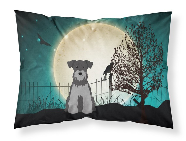 Halloween Scary Miniature Schanuzer Black Silver Fabric Standard Pillowcase