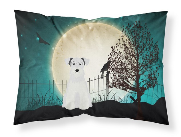 BB2243PILLOWCASE Halloween Scary Miniature Schanuzer White Fabric Standard Pillowcase, 20.5 x 0.25 x 30 in.
