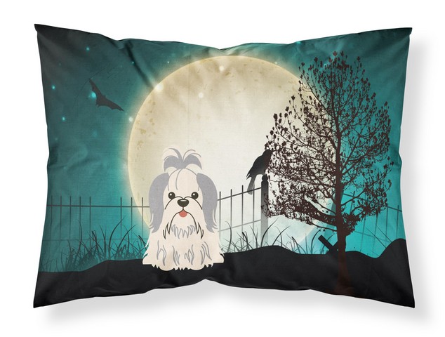 Halloween Scary Shih Tzu Silver White Fabric Standard Pillowcase