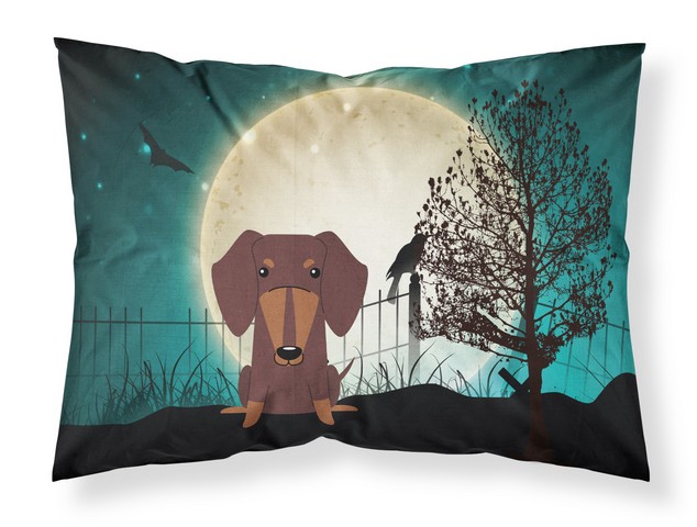 BB2321PILLOWCASE Halloween Scary Dachshund Chocolate Fabric Standard Pillowcase, 20.5 x 0.25 x 30 in.