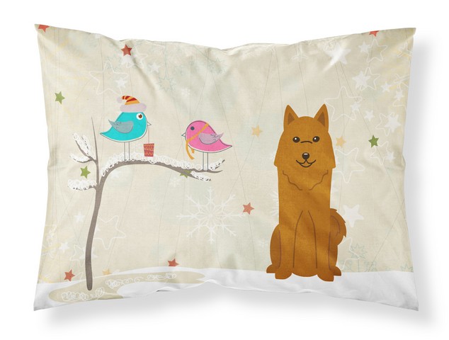 BB2494PILLOWCASE Christmas Presents Between Friends Karelian Bear Dog Fabric Standard Pillowcase, 20.5 x 0.25 x 30 in.