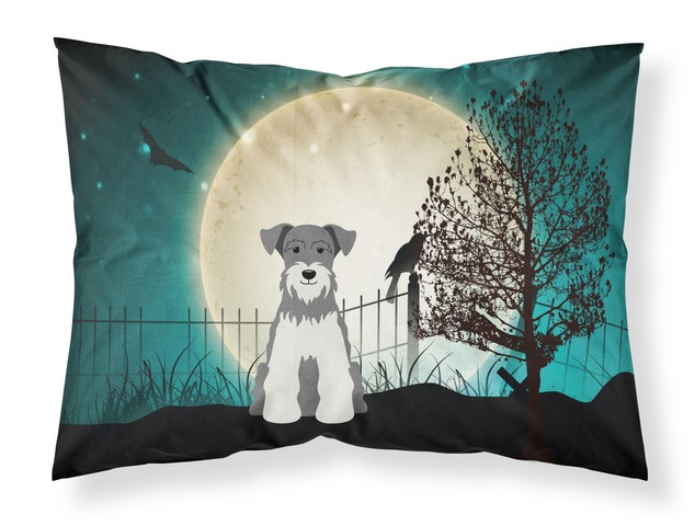 BB2244PILLOWCASE Halloween Scary Miniature Schanuzer Salt & Pepper Fabric Standard Pillowcase, 20.5 x 0.25 x 30 in.