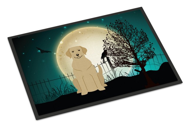 Halloween Scary Yellow Labrador Indoor or Outdoor Mat
