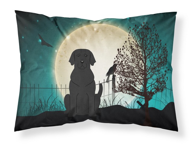 BB2247PILLOWCASE Halloween Scary Black Labrador Fabric Standard Pillowcase, 20.5 x 0.25 x 30 in.