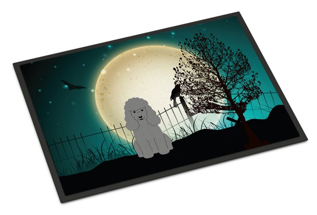 Picture of Carolines Treasures BB2258JMAT Halloween Scary Poodle Silver Indoor or Outdoor Mat, 24 x 0.25 x 36 in.