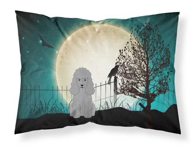 BB2258PILLOWCASE Halloween Scary Poodle Silver Fabric Standard Pillowcase, 20.5 x 0.25 x 30 in.