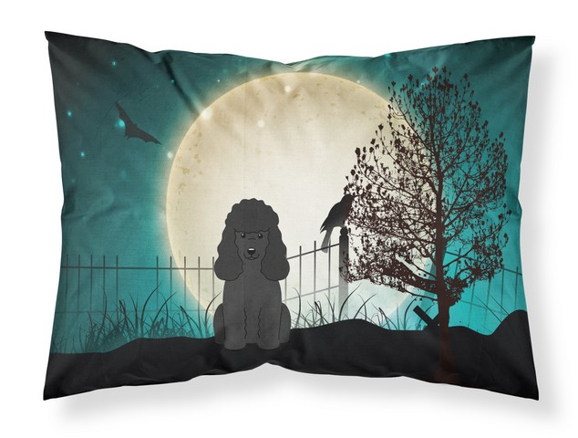 Halloween Scary Poodle Black Fabric Standard Pillowcase