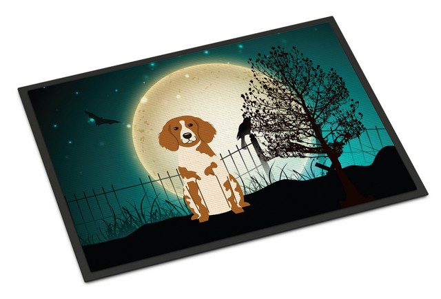 Picture of Carolines Treasures BB2262MAT Halloween Scary Brittany Spaniel Indoor or Outdoor Mat, 18 x 0.25 x 27 in.