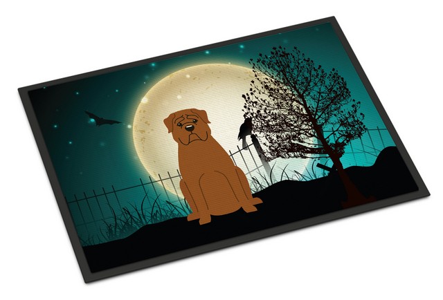 Picture of Carolines Treasures BB2263MAT Halloween Scary Dogue De Bourdeaux Indoor or Outdoor Mat, 18 x 0.25 x 27 in.
