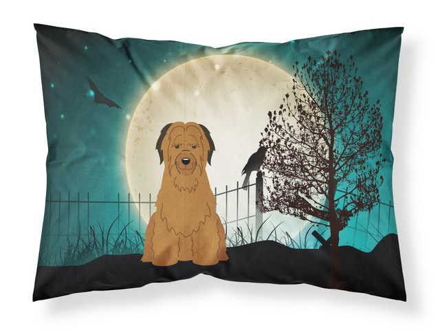 Halloween Scary Briard Brown Fabric Standard Pillowcase