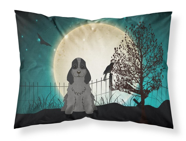 BB2282PILLOWCASE Halloween Scary Cocker Spaniel Black Fabric Standard Pillowcase, 20.5 x 0.25 x 30 in.