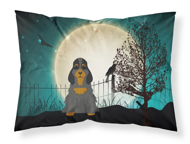 Halloween Scary Cocker Spaniel Black Tan Fabric Standard Pillowcase