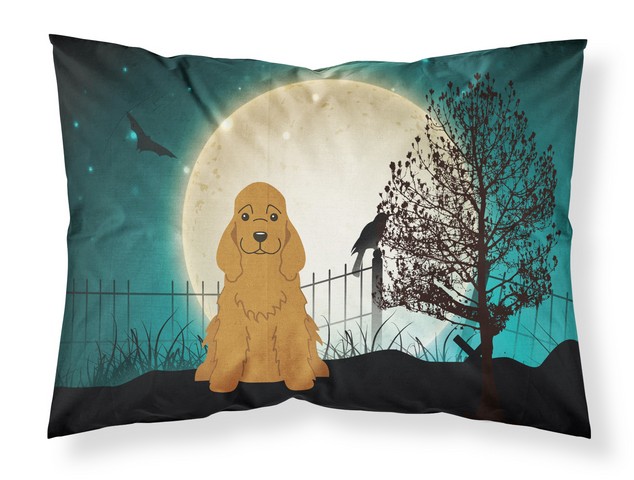 BB2285PILLOWCASE Halloween Scary Cocker Spaniel Red Fabric Standard Pillowcase, 20.5 x 0.25 x 30 in.