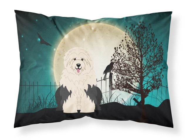 BB2286PILLOWCASE Halloween Scary Old English Sheepdog Fabric Standard Pillowcase, 20.5 x 0.25 x 30 in.