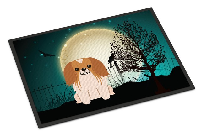 Halloween Scary Pekingnese Red White Indoor or Outdoor Mat