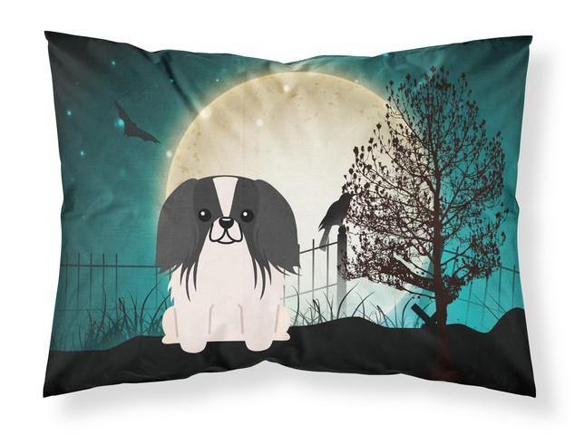 Halloween Scary Pekingnese Black White Fabric Standard Pillowcase