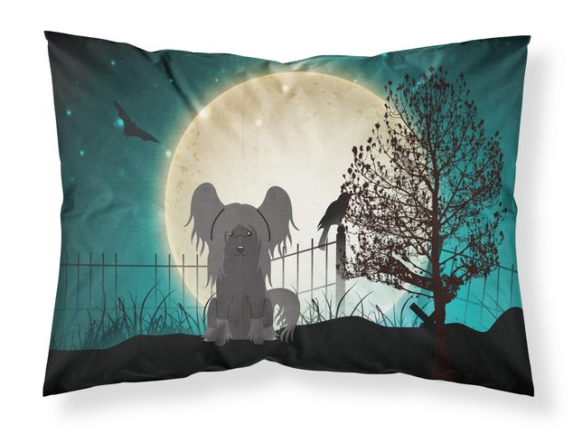 BB2302PILLOWCASE Halloween Scary Chinese Crested Black Fabric Standard Pillowcase, 20.5 x 0.25 x 30 in.