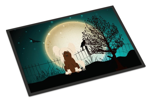 Halloween Scary Chinese Crested Cream Indoor or Outdoor Mat