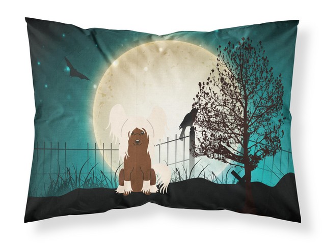 Halloween Scary Chinese Crested Cream Fabric Standard Pillowcase