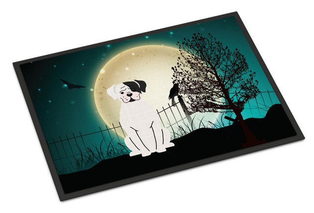 Halloween Scary White Boxer Cooper Indoor or Outdoor Mat