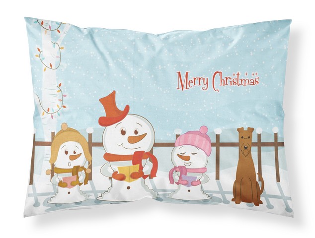 Merry Christmas Carolers Irish Terrier Fabric Standard Pillowcase