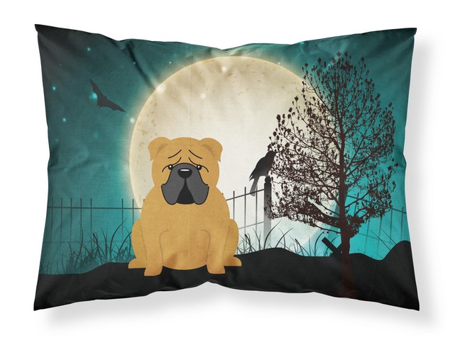 Halloween Scary English Bulldog Red Fabric Standard Pillowcase