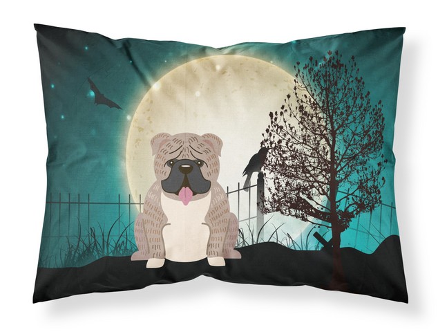 Halloween Scary English Bulldog Grey Brindle Fabric Standard Pillowcase