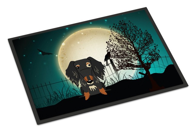 Halloween Scary Wire Haired Dachshund Dapple Indoor or Outdoor Mat