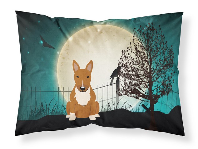 BB2324PILLOWCASE Halloween Scary Bull Terrier Red Fabric Standard Pillowcase, 20.5 x 0.25 x 30 in.