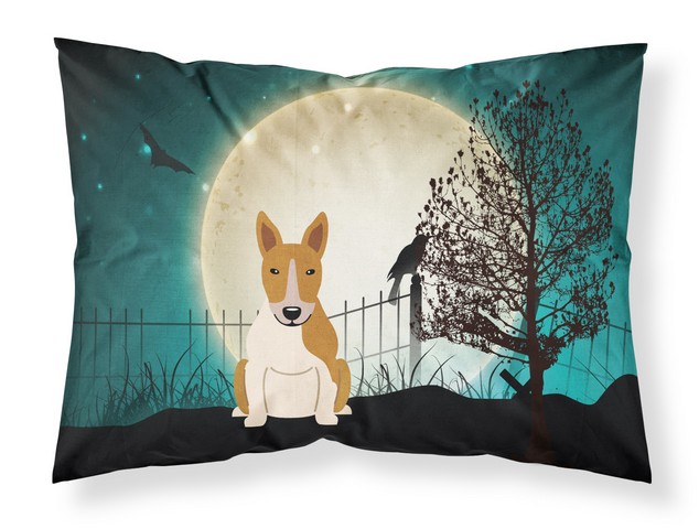 BB2325PILLOWCASE Halloween Scary Bull Terrier Red White Fabric Standard Pillowcase, 20.5 x 0.25 x 30 in.